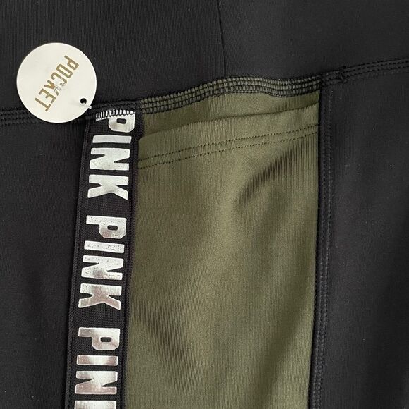 Victoria’s Secret PINK Cozy Ultimate Fleece Lined Olive Yoga Pocket Leggings NWT - Picture 9 of 13